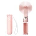 Miniatyrbild 1 av 4: Mini bärbar handhållen fläkt 3 i 1, uppladdningsbar, batteridriven fläkt med powerbank ficklampa funktion-rosa