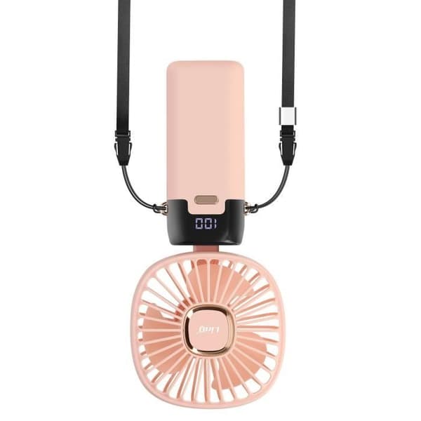 Mini Bärbar Fläkt Justerbar 90° LED Display Fyrkantig Design LinQ Rosa