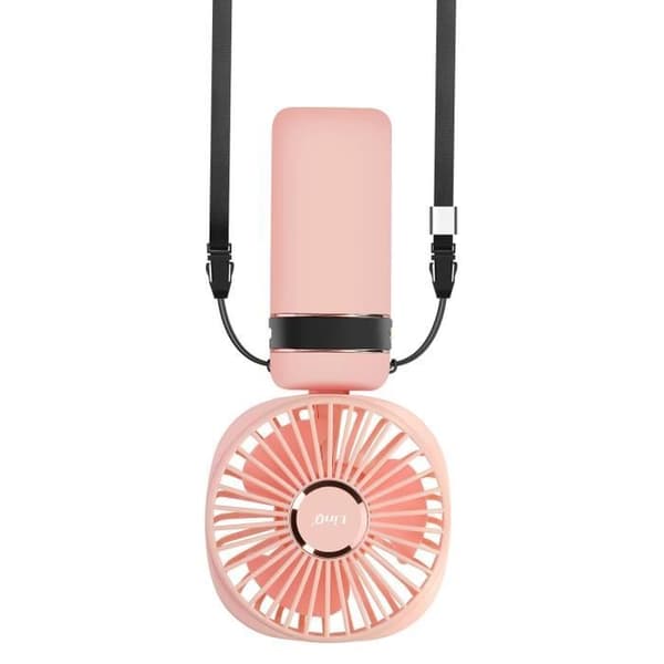 Mini Bärbar Fläkt Justerbar 90° LED Display Rund Design LinQ Powder Pink