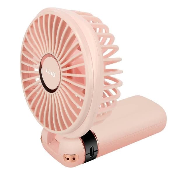 Mini Bärbar Fläkt Justerbar 90° LED Display Rund Design LinQ Powder Pink