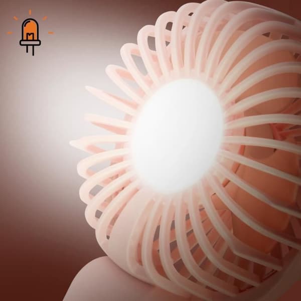 Mini Silent Portable Fan LED Display och integrerad lampa LinQ Pink