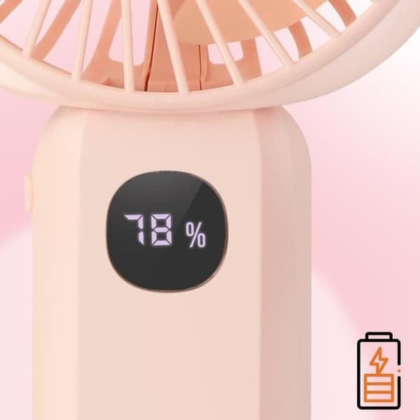 Mini Silent Portable Fan LED Display och integrerad lampa LinQ Pink