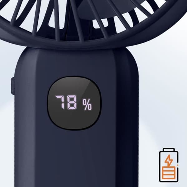Mini Silent Portable Fan LED Display och integrerad lampa LinQ Night Blue