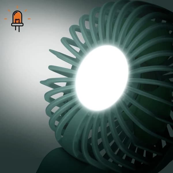 Mini Silent Portable Fan LED Display och integrerad lampa LinQ Green