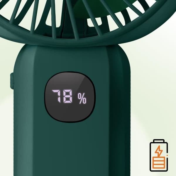Mini Silent Portable Fan LED Display och integrerad lampa LinQ Green