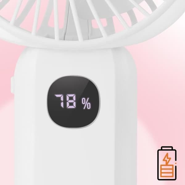 Mini Silent Portable Fan LED Display och integrerad lampa LinQ White