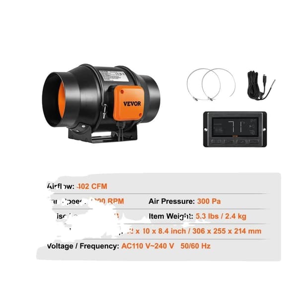 Sisäinen kanavapuhallin, hiljainen toiminta ≤ 50 dB, säädettävä ilmavirta jopa 807 CFM asti.,EC 8 tuumaa EC 6Inch