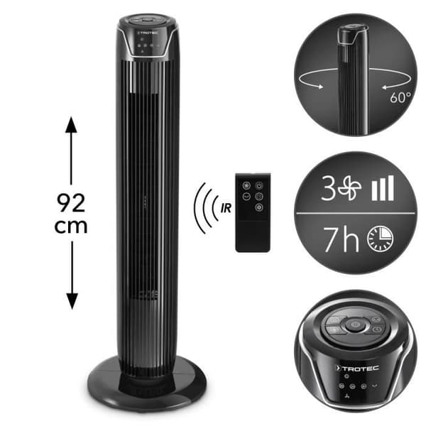 TROTEC Tower fläkt TVE 36 T - 45 watt - 3 hastigheter - 3 lägen - 60° oscillation