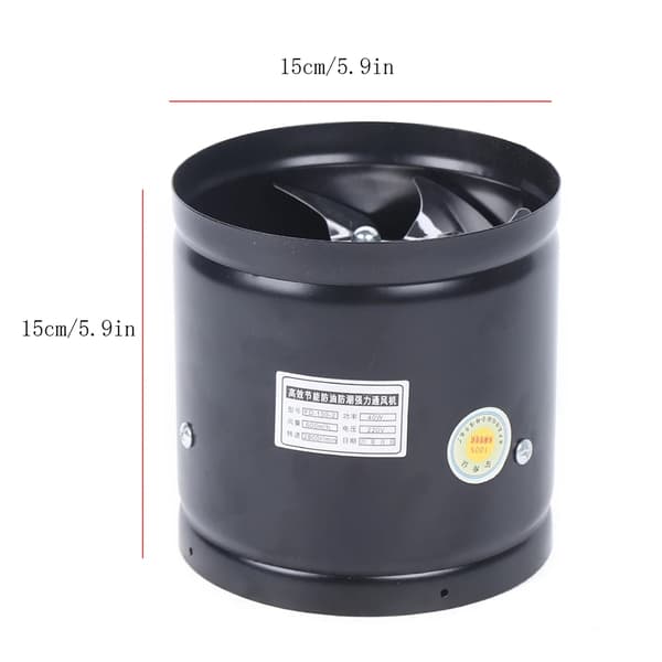 Industriel Udsugningsventilator, 40W Effekt, 600m³/t Luftvolumen,Sort