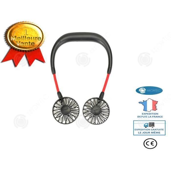 INN® Mini Bärbar Fläkt, Hängande Halsfläkt, USB-laddningsbar Tyst Fläkt för Sport-Kontor-Resa (Svart)