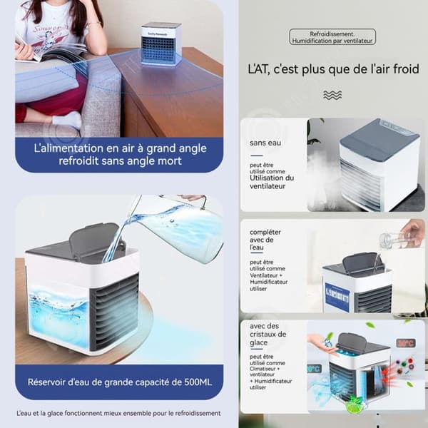 INN Mini Air Cooler 500ml Portabel med 90° oscillation för hemmakontor 3 justerbara nivåer Mini Luftkonditioneringsfläkt