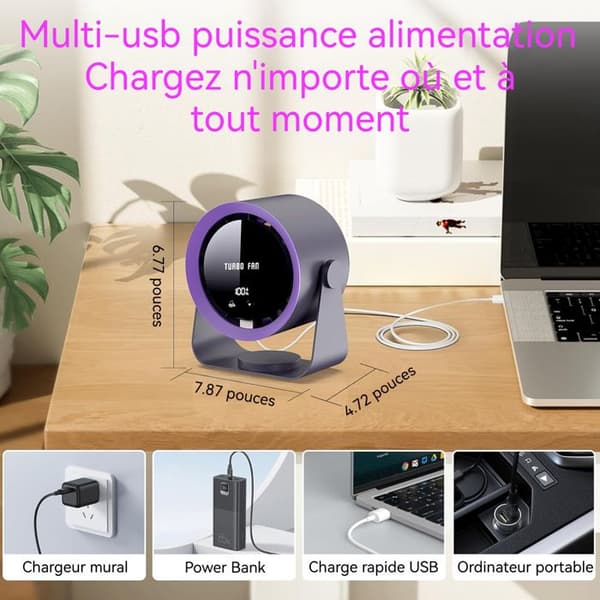 INN Mobil Luftkonditionering 4000mAh 30x12cm Bärbar Luftkonditionering Trådlös USB Luftfuktare Kontor Väggfäste Ventilera