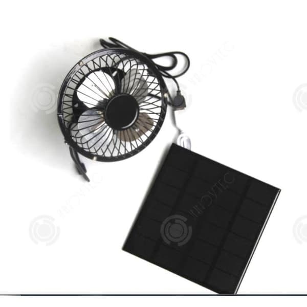 Fläkt - INN - Solpanel - 5W - Svart - 14,5 cm x 14,5 cm