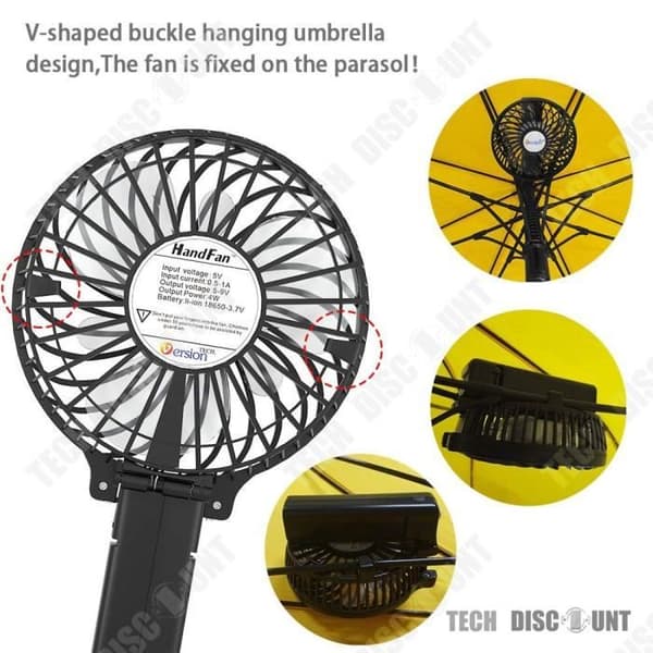 TD® Vikbar ficka USB-fläkt Tyst resor Bärbar Oscillation Kontor Bil PC Uppladdningsbar Dekoration Värme Sommar