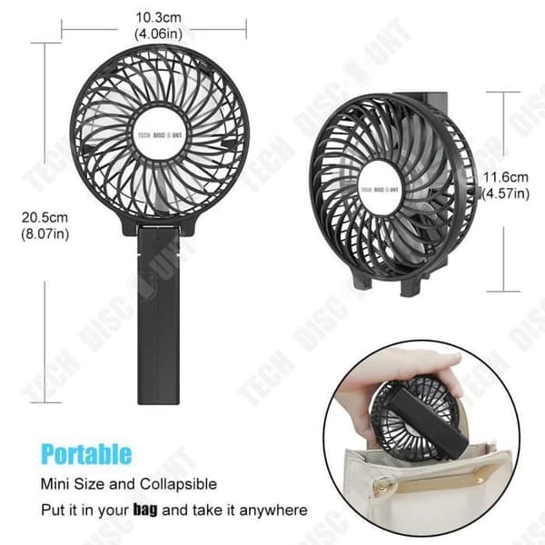 TD® Vikbar ficka USB-fläkt Tyst resor Bärbar Oscillation Kontor Bil PC Uppladdningsbar Dekoration Värme Sommar