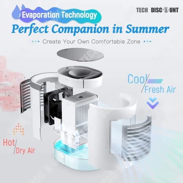 TD® Vit och Grå Oval Kylfläkt Luftspridande ventilationssystem för hemmakontor Portabelt och kompakt