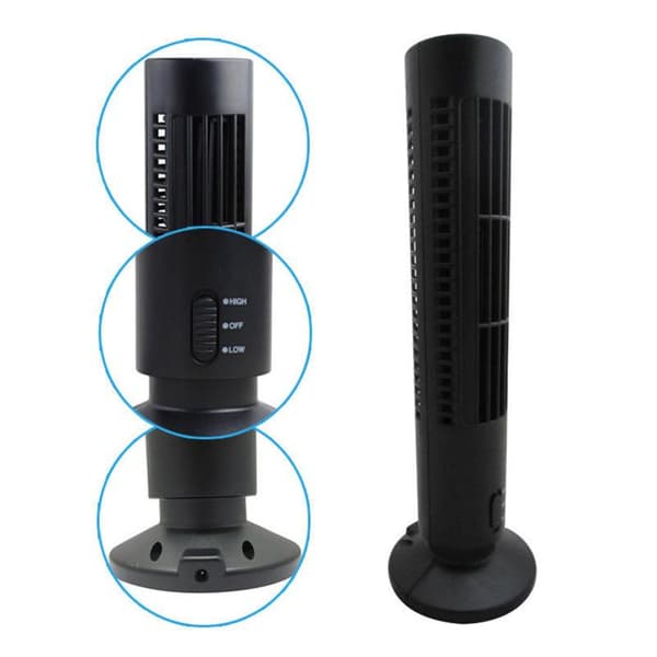 TD® Fläkt USB Luftkonditionering Mini Bladeless Pyramid Vertikal Fläkt - Svart