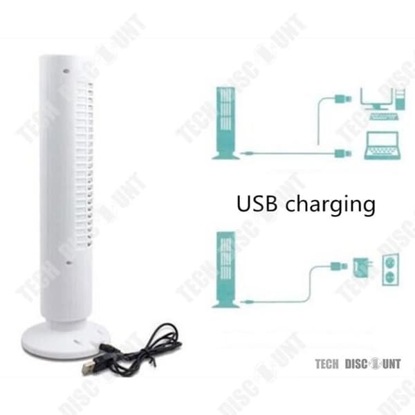 TD® Tower Fläkt USB Desktop Luftkonditionering Liten fläkt Mini Bladeless Tower Skrivbordsfläkt Stark Vind Vit