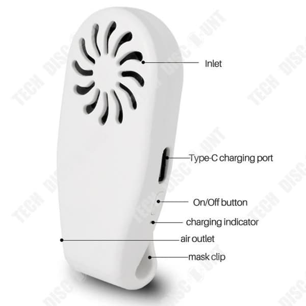 TD® Bärbar Tyst Liten Fläkt USB Uppladdningsbar Mini Outdoor Clip-on Mask Fläkt för barn