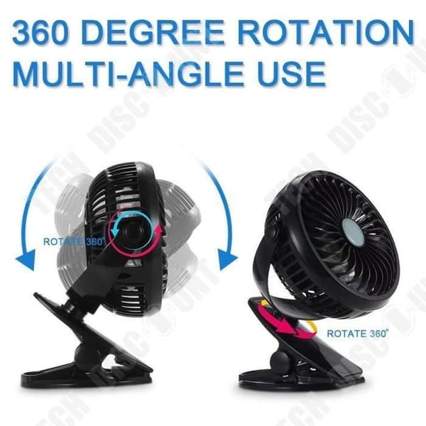 TD® Minifläkt Bärbar USB Uppladdningsbar 3 lägen 720° rotation för baby/barn i varm sommar för hemmakontorsbil