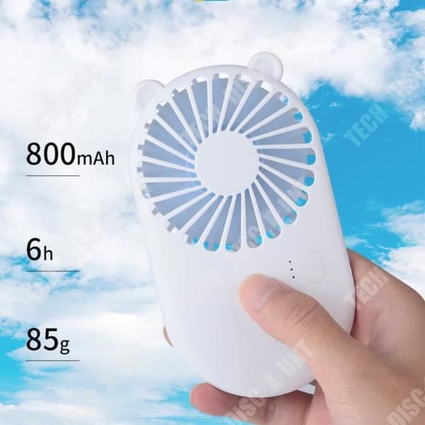 TD® fläkt usb laddning bärbar mini handhållen fickfläkt ABS miljöskyddsmaterial vit