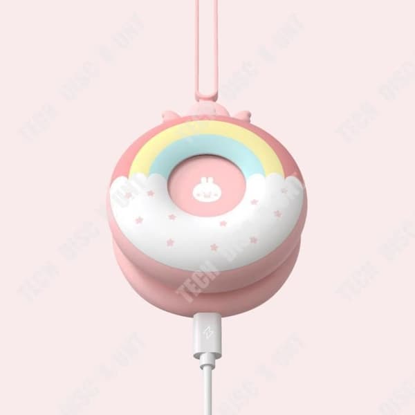 TD® USB uppladdningsbar elektrisk fläkt Lazy Rainbow Molnform Utomhuscamping Hängande halsfläkt