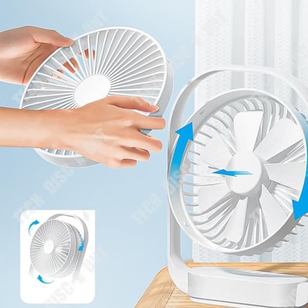 TD® 6 tums USB-fläkt Utomhus bärbar väggfläkt 4 hastigheter Mute Night Light Liten skrivbordsfläkt