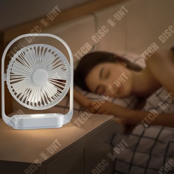 TD® 6 tums USB-fläkt Utomhus bärbar väggfläkt 4 hastigheter Mute Night Light Liten skrivbordsfläkt