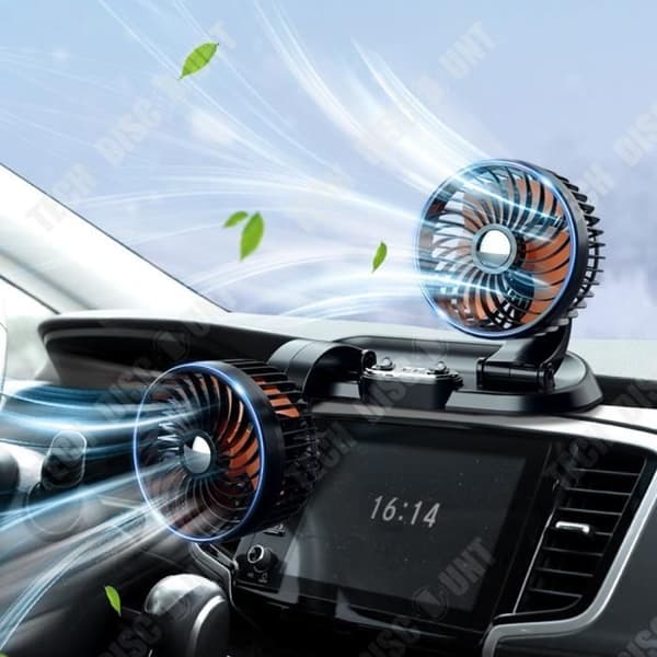 TD® elektrisk fläkt i bil två hastighetsjustering 360 graders rotation Dual Port Charger Dual Fläkt