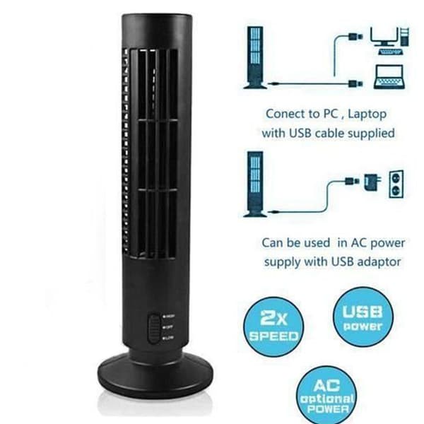 Elektrisk tornfläkt - TD - USB - 10,5 cm - 33 cm - 2 hastigheter - Bärbar