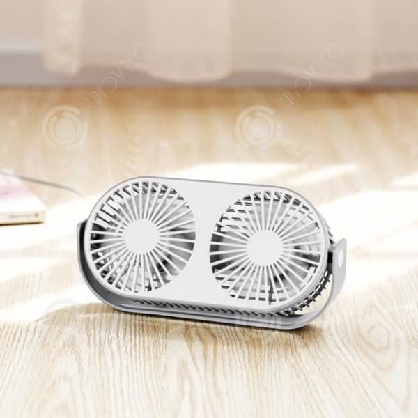 INN® Mini Portable Dual Head Desktop Kylfläkt USB-laddning (Vit Grå)