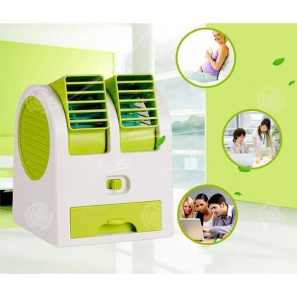 INN® Dual-port plug-in fläkt liten luftkonditionering mini kontor skrivbord bladlös hushålls bärbar elektrisk elektrisk fläkt
