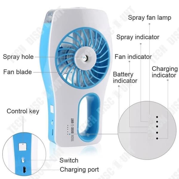 TD® USB uppladdningsbar spray befuktning handhållen elektrisk fläkt skönhet hydrering mini portabel liten fläkt