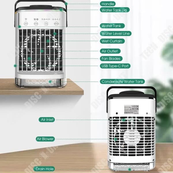 TD® 4-hastighets luftkonditioneringsfläkt USB luftfuktning spray kylfläkt