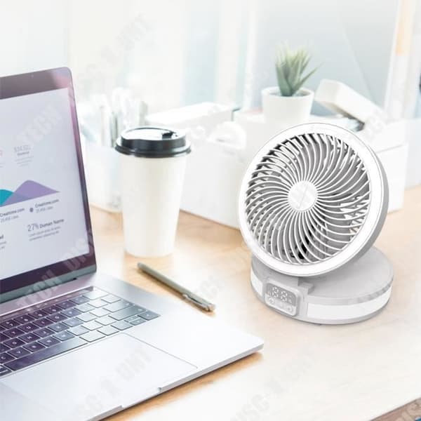TD® Skrivbordsfläkt 4 hastigheter Smart nattlampa 120° rotation vänster/höger Fällbar elektrisk fläkt