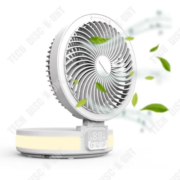 TD® Skrivbordsfläkt 4 hastigheter Smart nattlampa 120° rotation vänster/höger Fällbar elektrisk fläkt