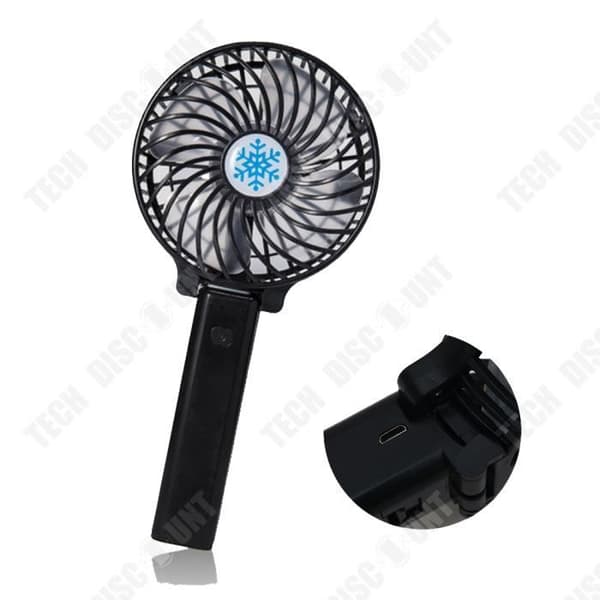 TD® Black Portable Summer Fläkt, USB-laddning, 1200mAh, 3 hastigheter tillgängliga, kompakt hopfällbar elektrisk fläkt, för kontor