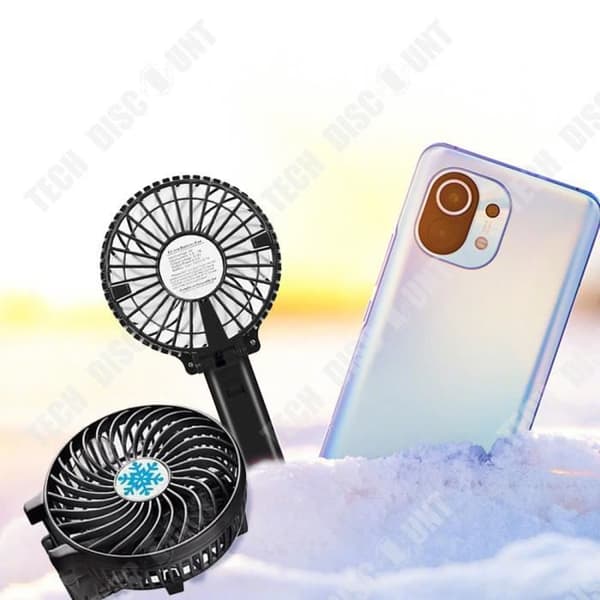 TD® Black Portable Summer Fläkt, USB-laddning, 1200mAh, 3 hastigheter tillgängliga, kompakt hopfällbar elektrisk fläkt, för kontor