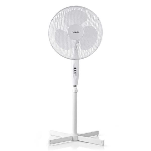 Piedestalfläkt DIAM 40cm 3 Hastigheter Oscillation 45 W Justerbar höjd Vit- USED