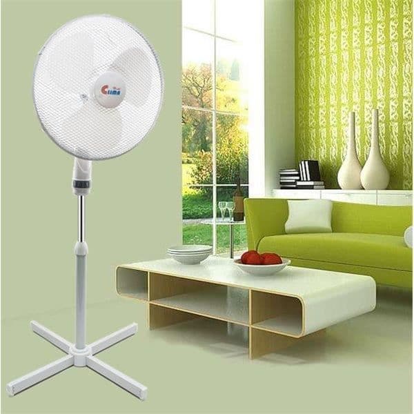 Oscillerande fläkt på teleskopstativ 50 W Vit 3 hastigheter diam 40 cm- USED