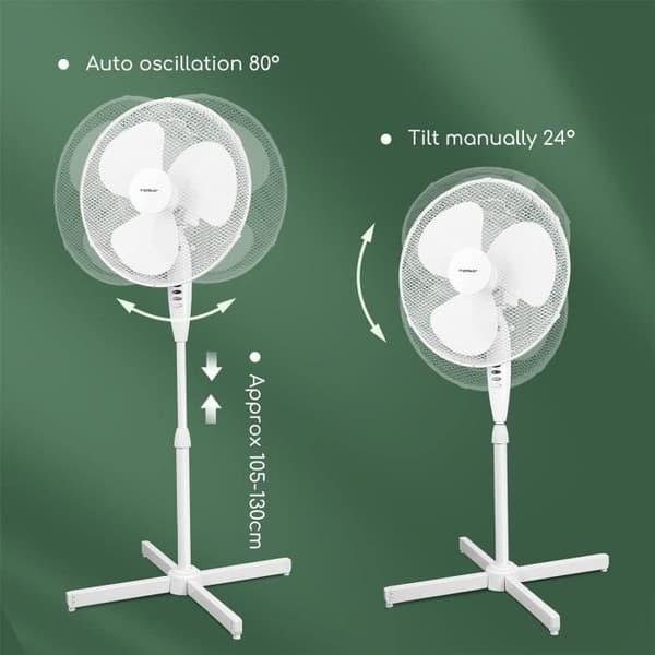 Daisy 33JTP - Oscillerande piedestalfläkt. 3 hastigheter, 40W. Utdragbar fot, lång kabel, säkert galler. Exklusiv design.[119]- USED