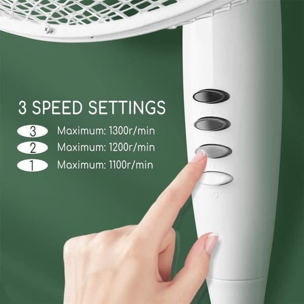 Daisy 33JTP - Oscillerande piedestalfläkt. 3 hastigheter, 40W. Utdragbar fot, lång kabel, säkert galler. Exklusiv design.[119]- USED