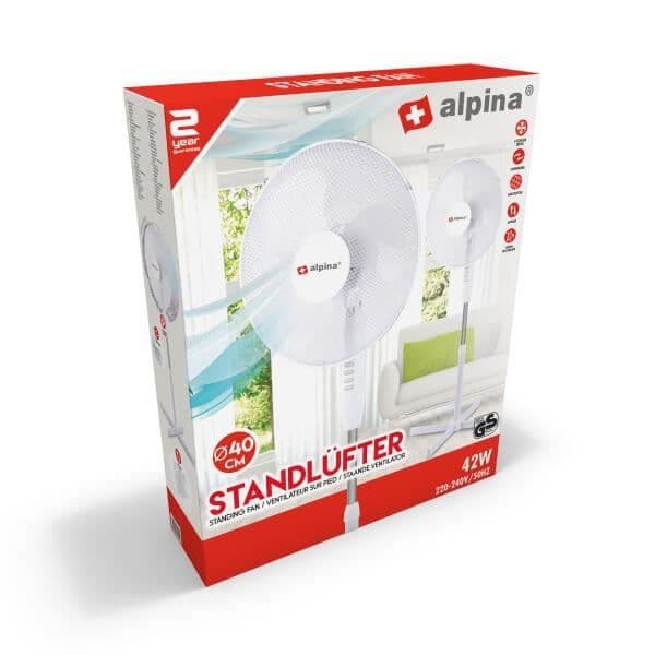 Alpina piedestalfläkt - Diameter 40cm - 3 hastigheter - Vit- USED