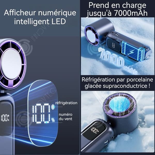 INN Bordsfläkt 4000mAh 8W mini skrivbordsfläkt som kan vikas med LED-display för inomhus, kontor och utomhus.