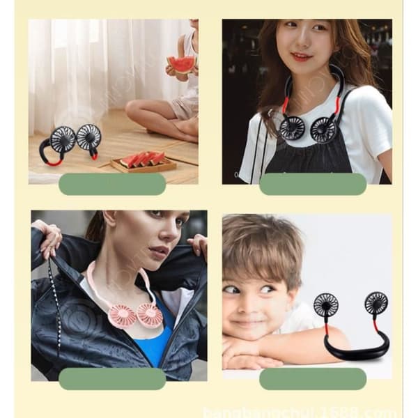 INN® Mini Fläkt USB Uppladdningsbar Bärbar Dubbel Kylhalsfläkt