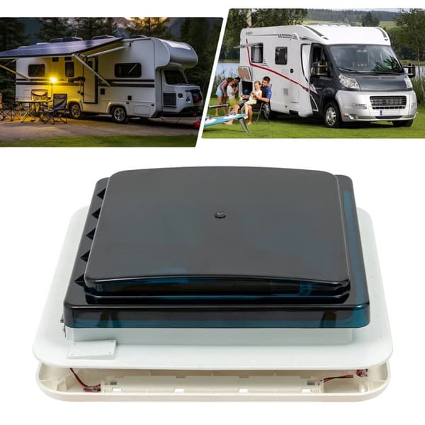 RV-takventilationsfläkt, 33 dB låg ljudnivå, 30 m³/min avgasflöde,svart