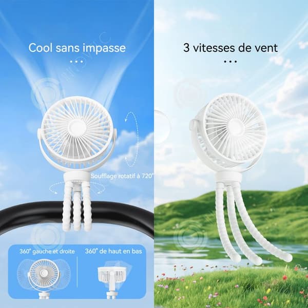 INN Utomhusbilventilator för barn Octopus Ventilatoren kan fästas slumpmässigt vid bärbar USB-skrivbordsversion.