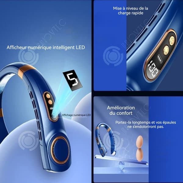 INN Bärbar multifunktionell tyst USB mini fläkt utan blad långvarig blå