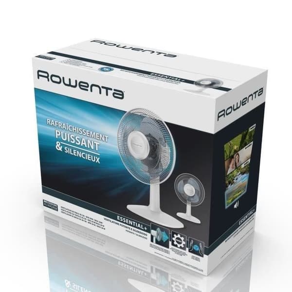 ROWENTA Essential+ Bordsfläkt, 30 cm Kraftfullt luftflöde 3 hastigheter Kompakt oscillation och justerbar orientering VU2330F0
