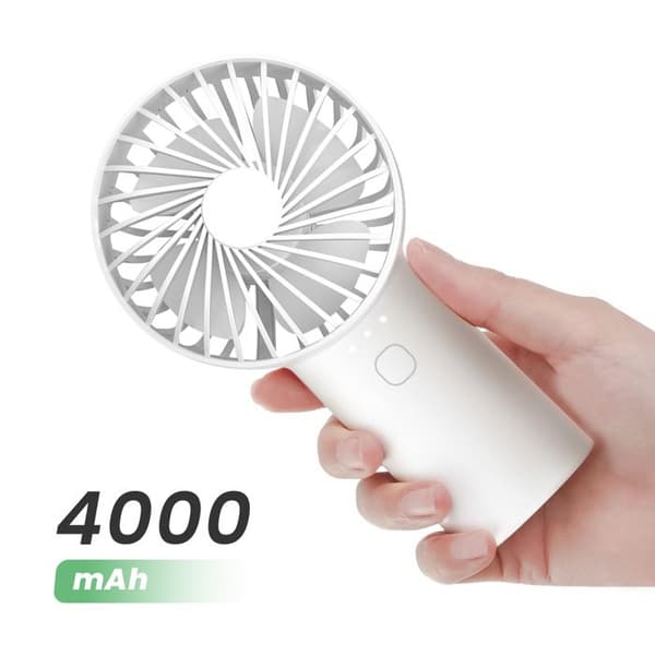 Bärbar Fläkt 2 i 1 Batteri 4000mAh USB-C Laddning Ficklampa Akashi Vit